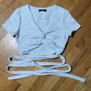 urban outfitters white wrap crop top